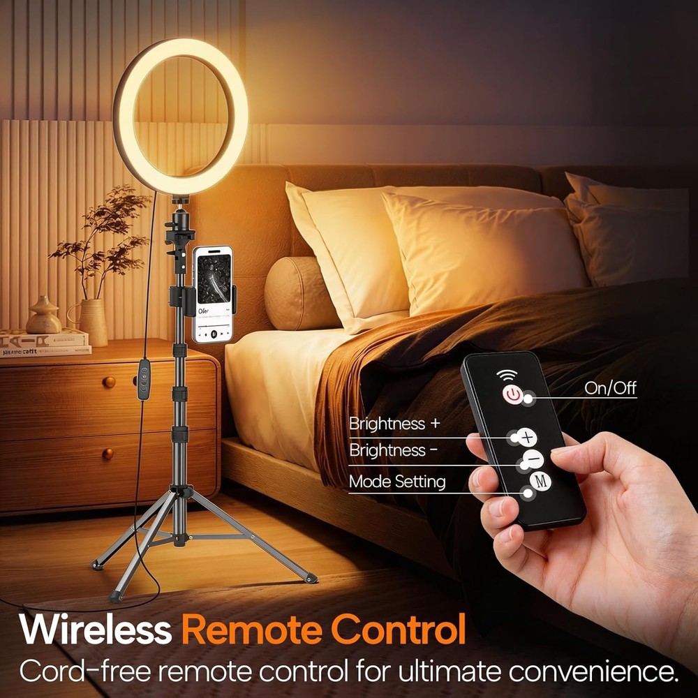 10 Inch Ring Light with Extendable Tripod Bluetooth Remote Makeup Live Streaming
