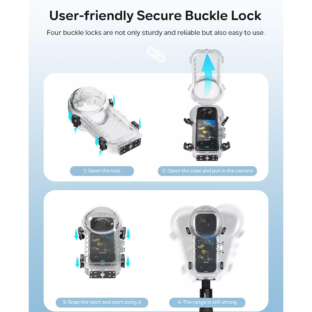 50M Quick Release Invisible Diving Case for Insta360 X4 Waterproof