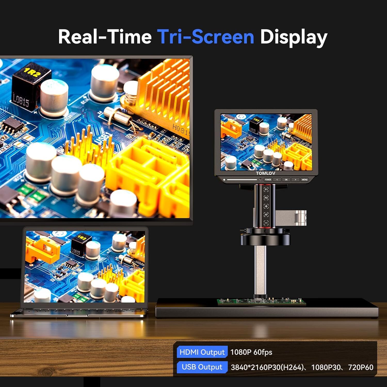 TOMLOV 4K Digital Microscope Autofocus TM4K-AF Max 10.1" HDMI with Spin Flex Arm