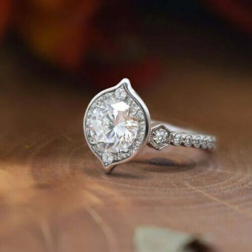 3.10 Ct Round Cut Lab-Created White Diamond Wedding Ring 925 Sterling Silver