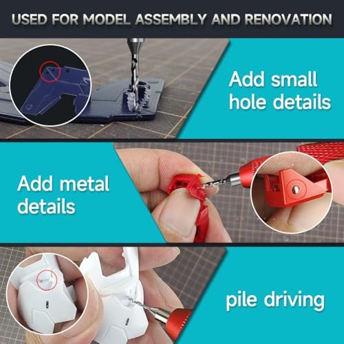 Manual Pin Vise Hand Drill, Model Hobby Making Tools, Red Handle (Handle Only)