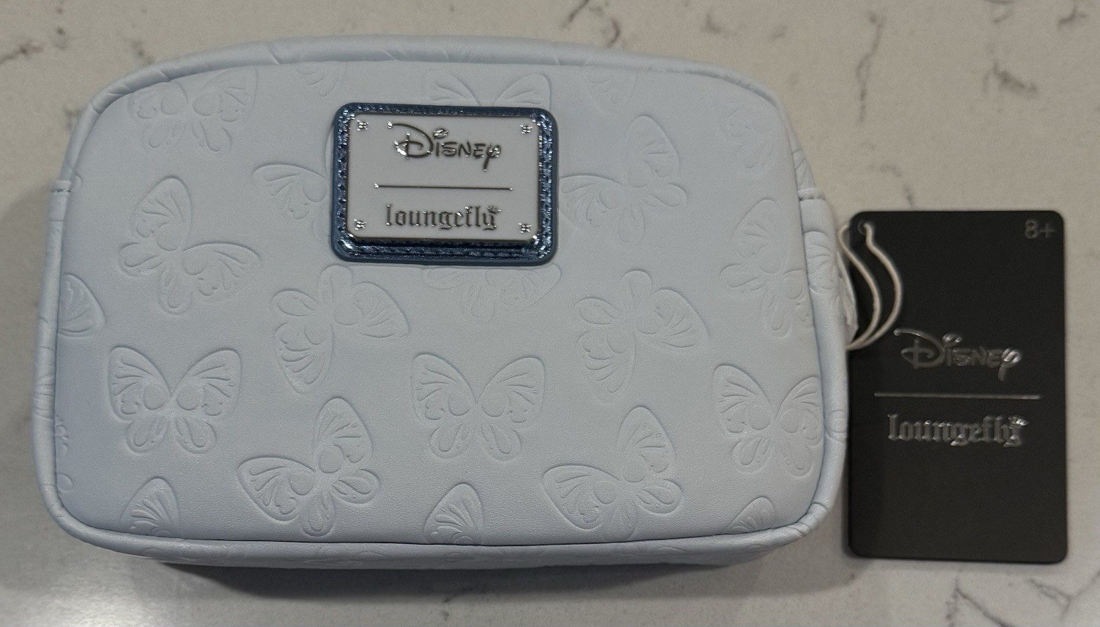 Loungefly Disney Minnie Mouse Butterfly Bow Blue Cosmetic Makeup Bag NWT