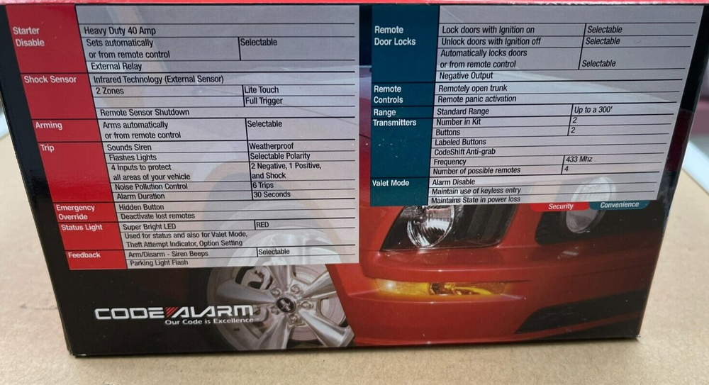 CODE ALARM CA-100 CAR ALARM REMOTE SECURITY WITH KEYLESS ENTRY NEW