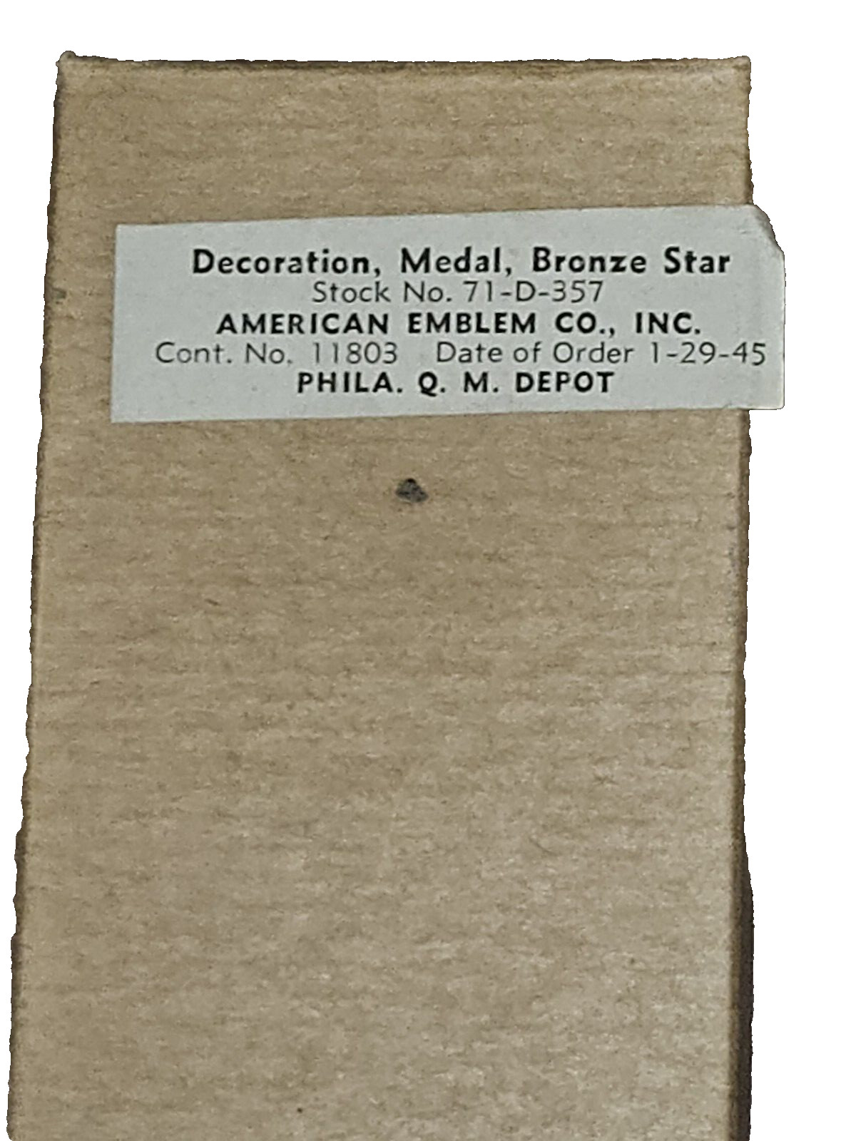 Original WWII Slot Broach Bronze Star Medal In 1945 Dated Box