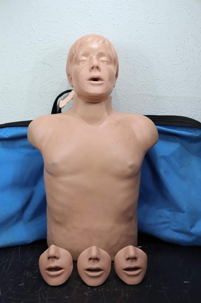CPR Trainer Manikin EMS Nursing First Aid Training Used 3 Face Replacements