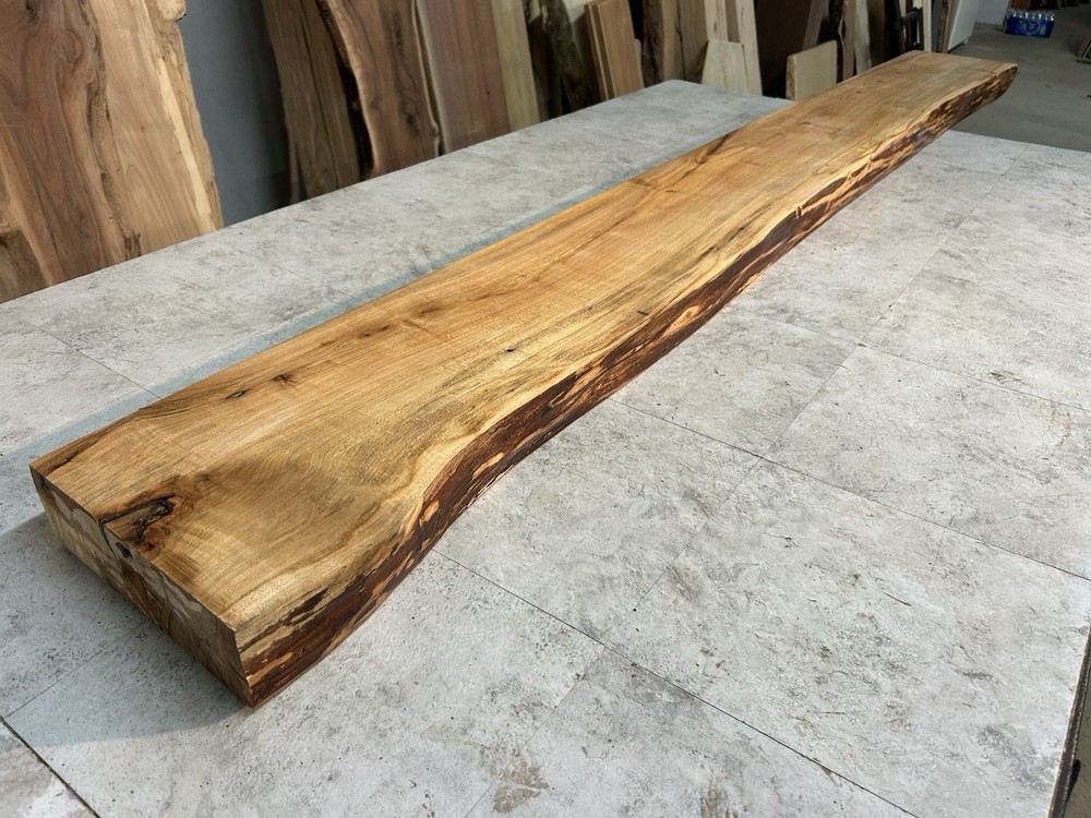 Figured Maple Mantel/Fireplace Mantel Beam/Solid Wood/Live Edge Maple Shelf