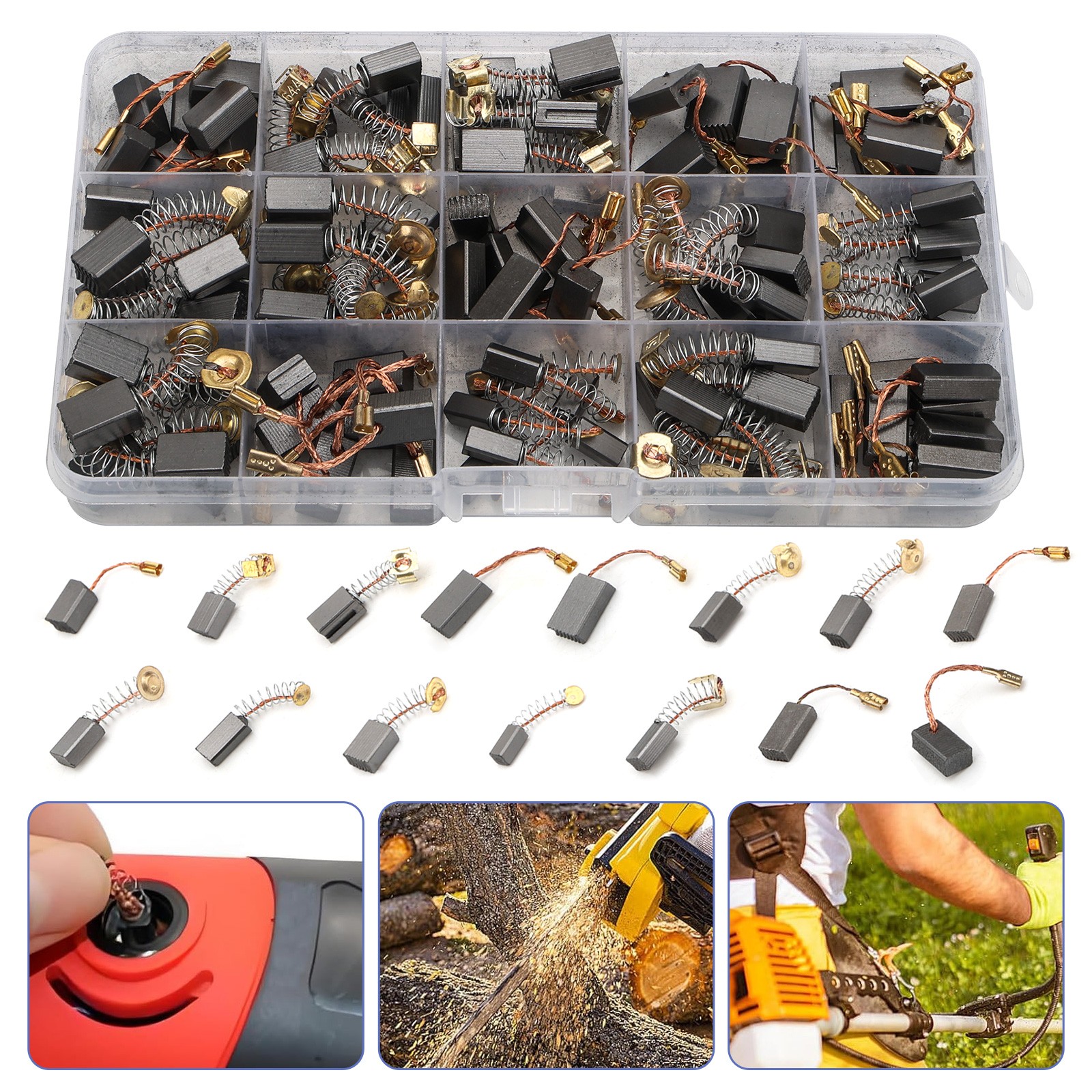 105x 15 Sizes Electric Carbon Brush Set Replacement for Drill Grinder Saw Motors