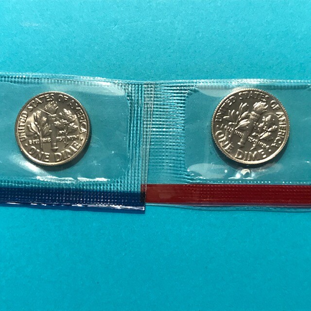 1985 P&D Roosevelt Dime in US Mint Cello Unc