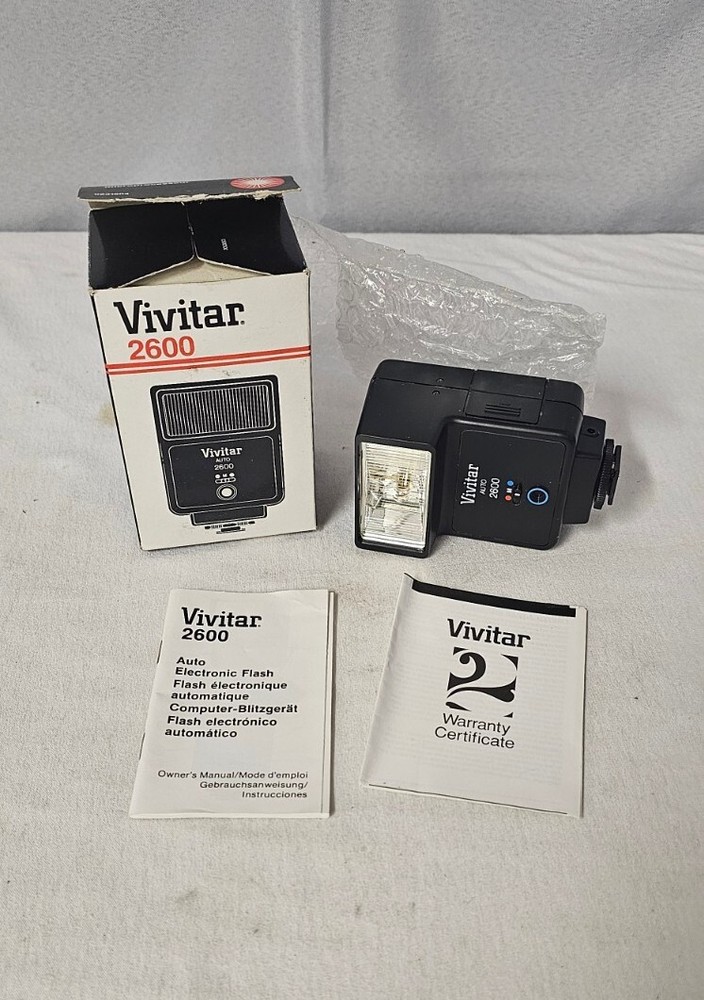 💥Vivitar 2800 Auto Thyristor Electronic Flash With Shoe Mount & Box/Manual Nice