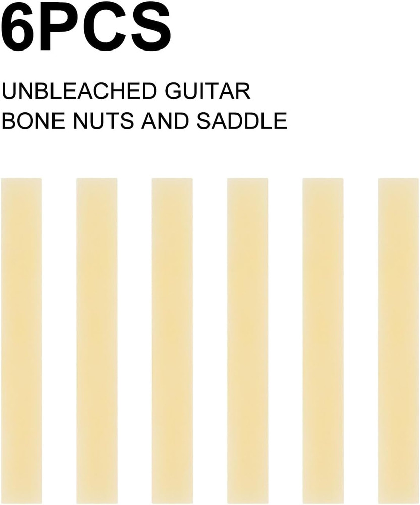 6Pcs Unbleached Guitar Bone Saddle, Blank Guitar Bridge Saddle, Pure Bone Saddle