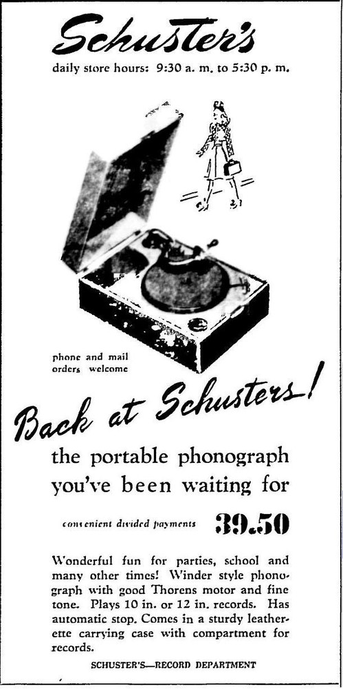 Thorens Acoustic Portable Gramophone record player c1939