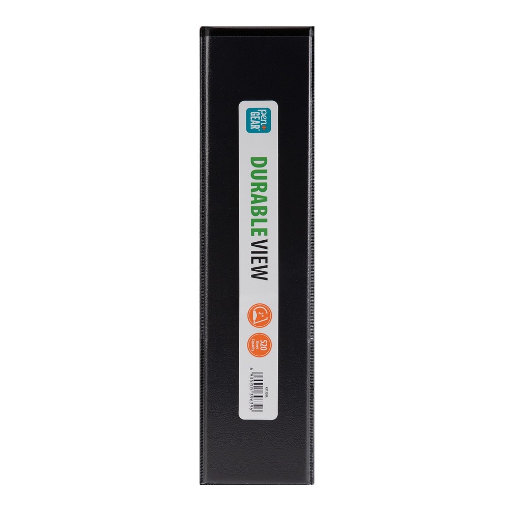 Pen+Gear 3-Ring Durable View Binder, 2" D-Rings, Black,1 Count
