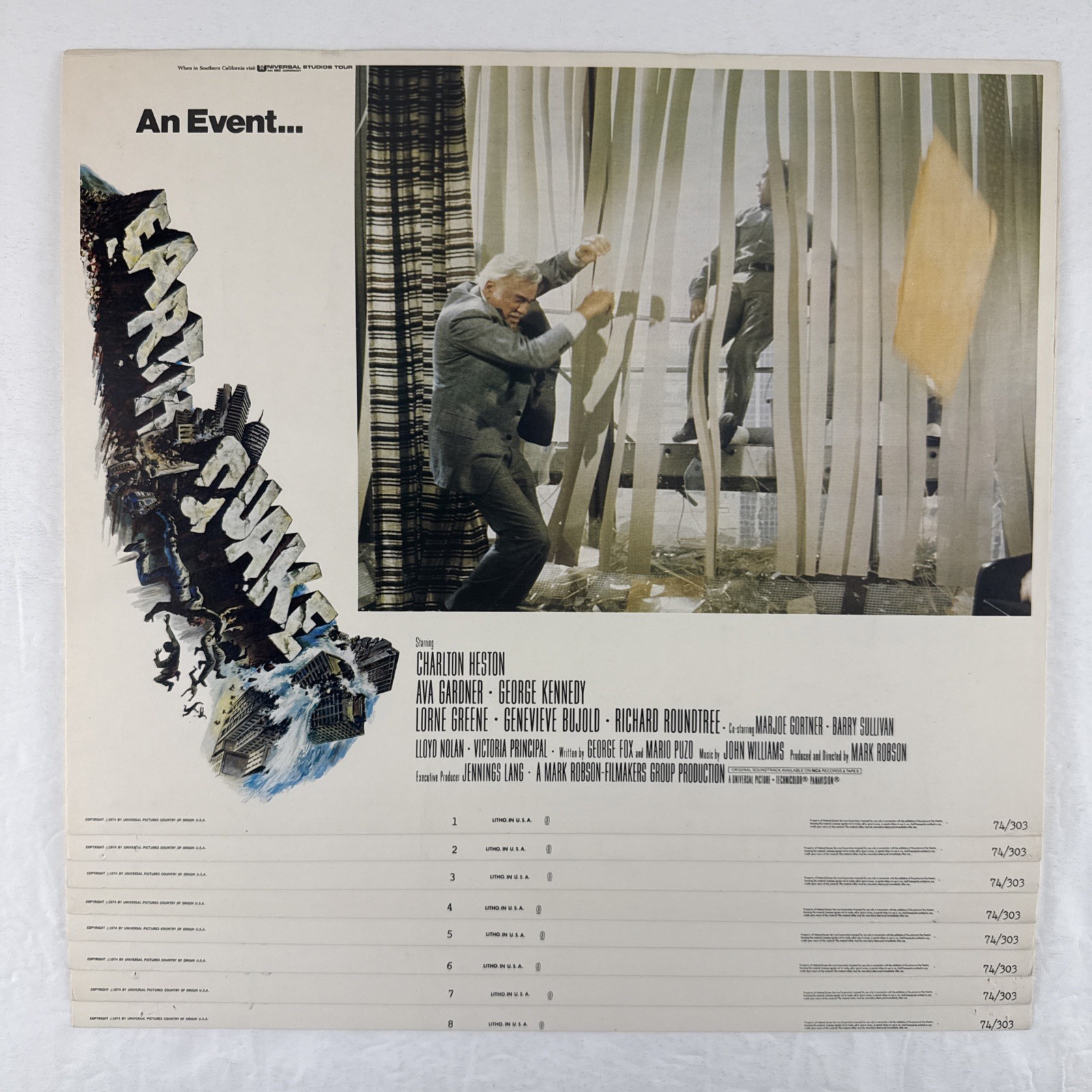 EARTHQUAKE Lobby Card Set of 8 (VeryFine-) 1974 Disaster Movie Poster 28414