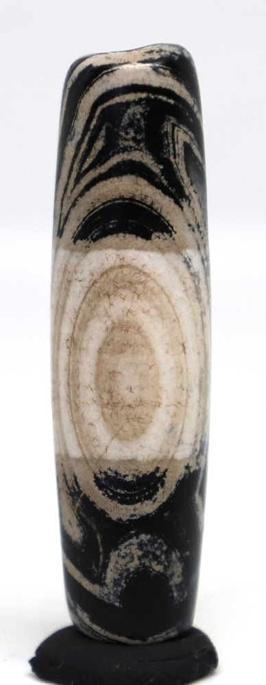 Ancient Old Himalayan dzi Agate Bead Black and White