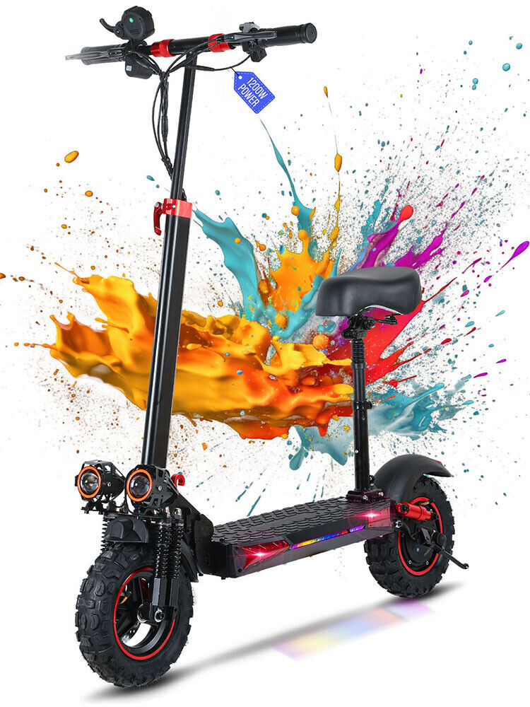 48v 1200W Electric Scooter For Adult 11"Off Road Fat Tires Fast Speed USA MAX x6