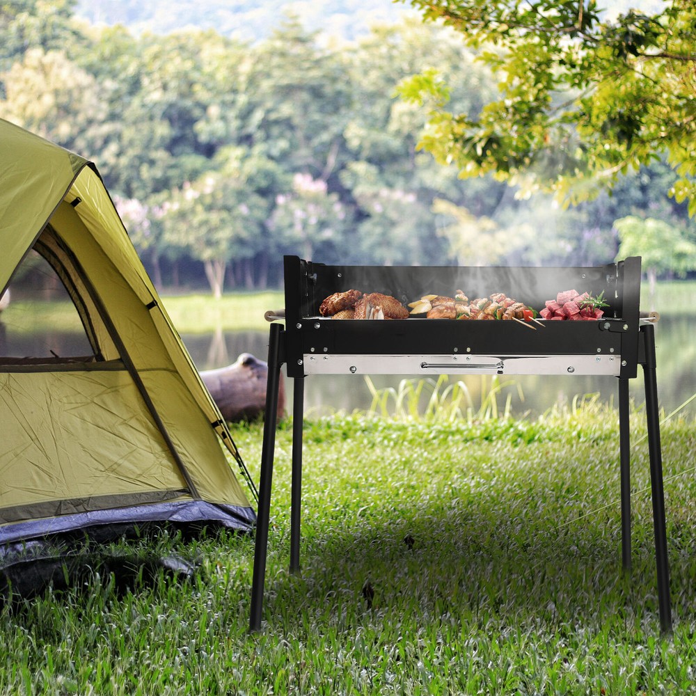Folding Charcoal Grill with Adjustable Height for Outdoor BBQ & Camping