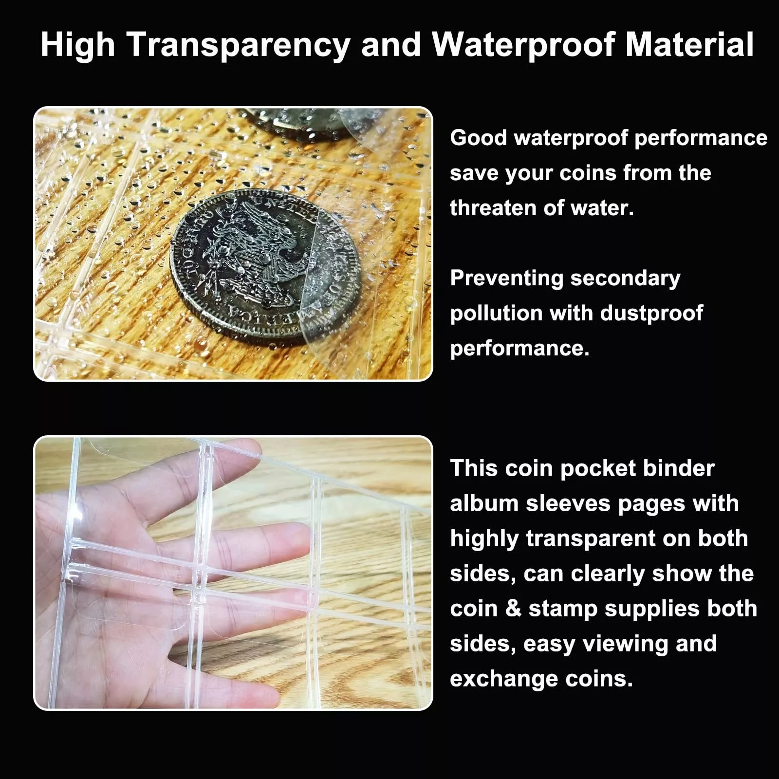 10 Sheets Coin Collection PagesCoin Binder Inserts Sleeves with 9 Hole for