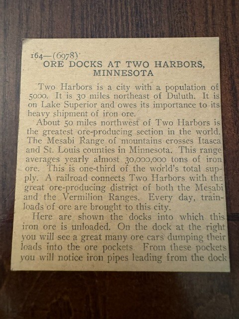 Magic Lantern slide early 1900s Photo Ore Dock @ 2 Harbors MN &InfoCard