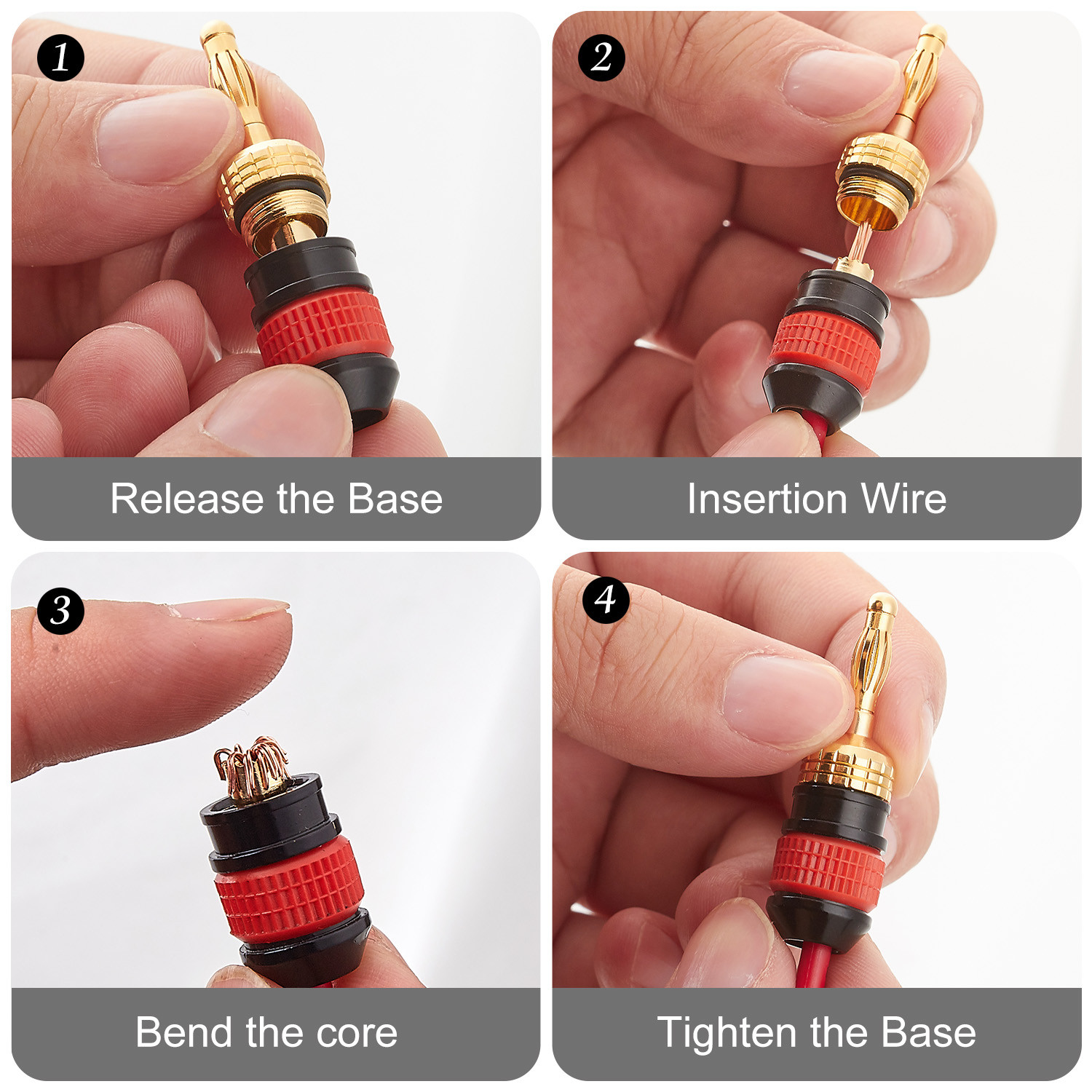 WGGE WG-008 24K Gold Safety Connector Banana Plugs (12 Pair (24 plugs))