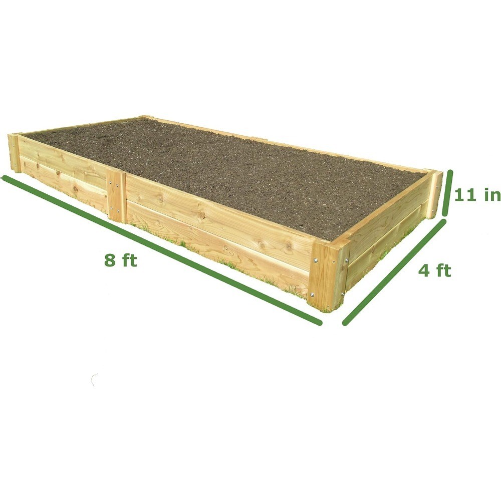 Premium Raised Garden Bed 4x8 Feet 11 Inch Height Natural Wood Planter Box