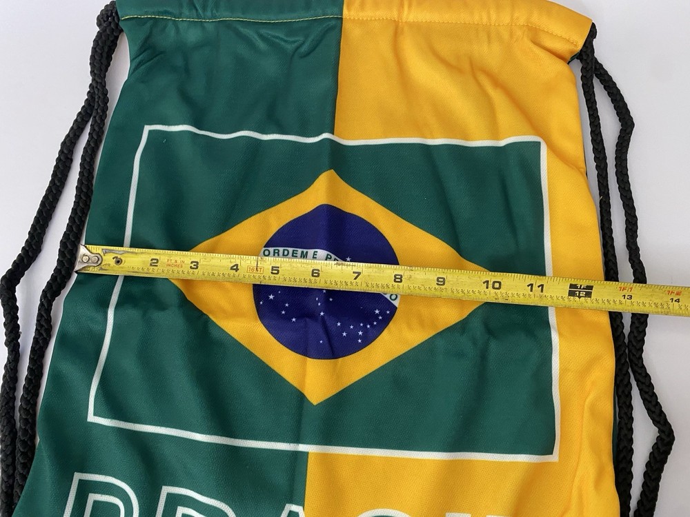 BRASIL SOCCER TEAM DRAWSTRING KNAPSACK DOUBLE SIDDED BAG SIZE: 14" X 18"