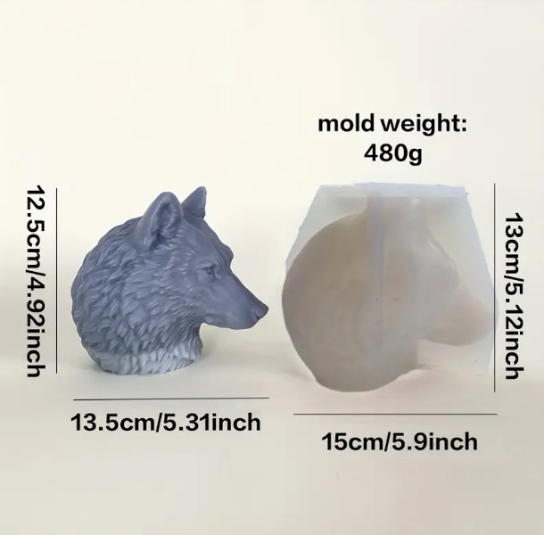 Large Wolf Head Silicone Mold