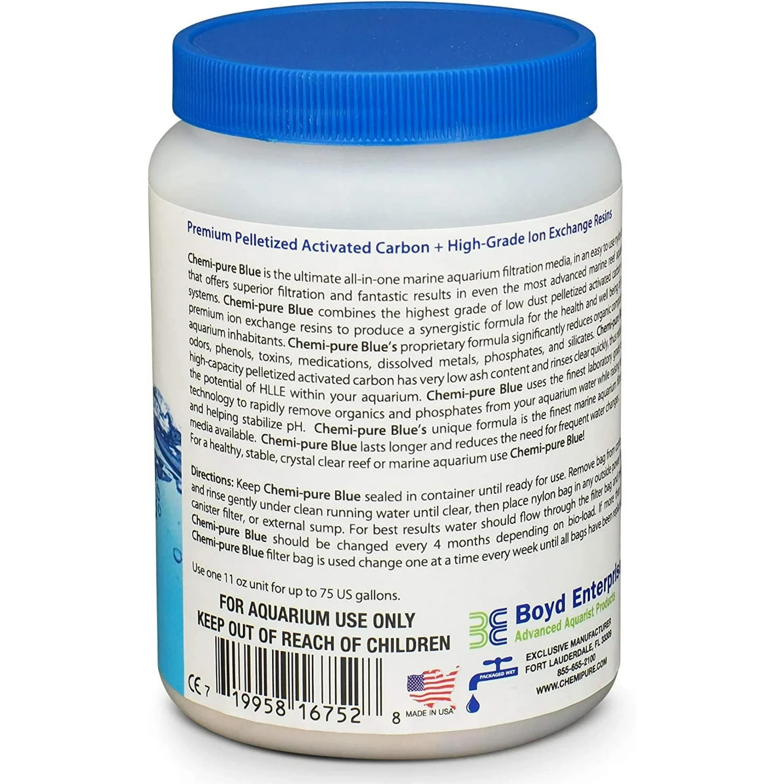 BOYD CHEMI PURE BLUE 11 OZ AQUARIUM FILTER MEDIA - CHEMIPURE CARBON GFO IN BAG