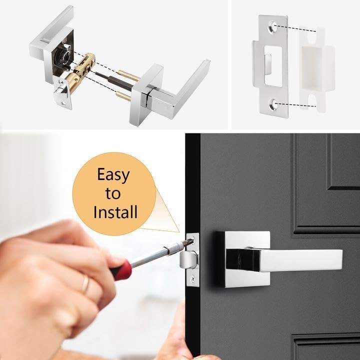 Polished Chrome Door Levers Hallway and Passage,