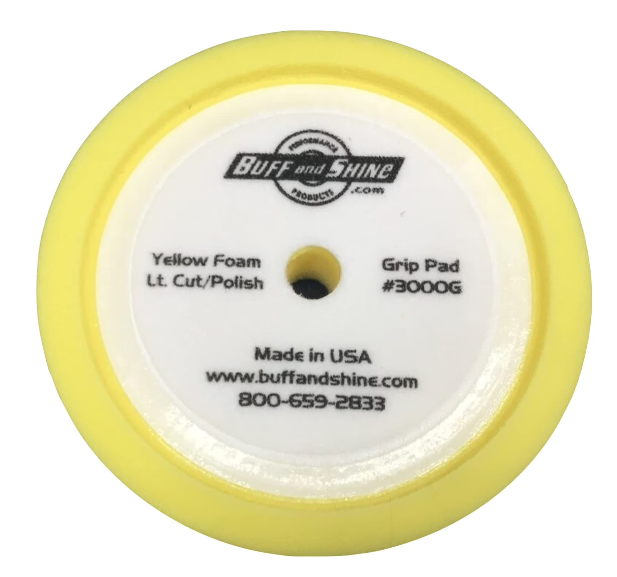 Buff & Shine 3000G 8″ x 2″ Recessed Hook & Loop Yellow Foam Grip Buffing Pad