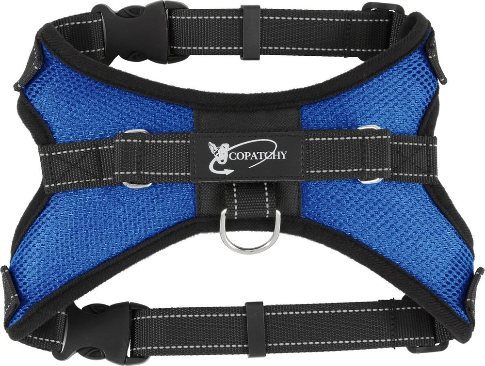 Copatchy No Pull Reflective Adjustable Dog Harness with Handle Blue Size XS