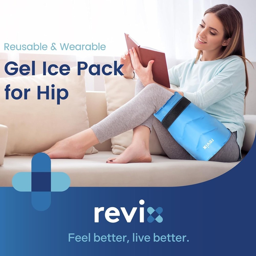 REVIX Hip Ice Pack Wrap with Straps, Reusable Gel Cold Compression for Hip Repla