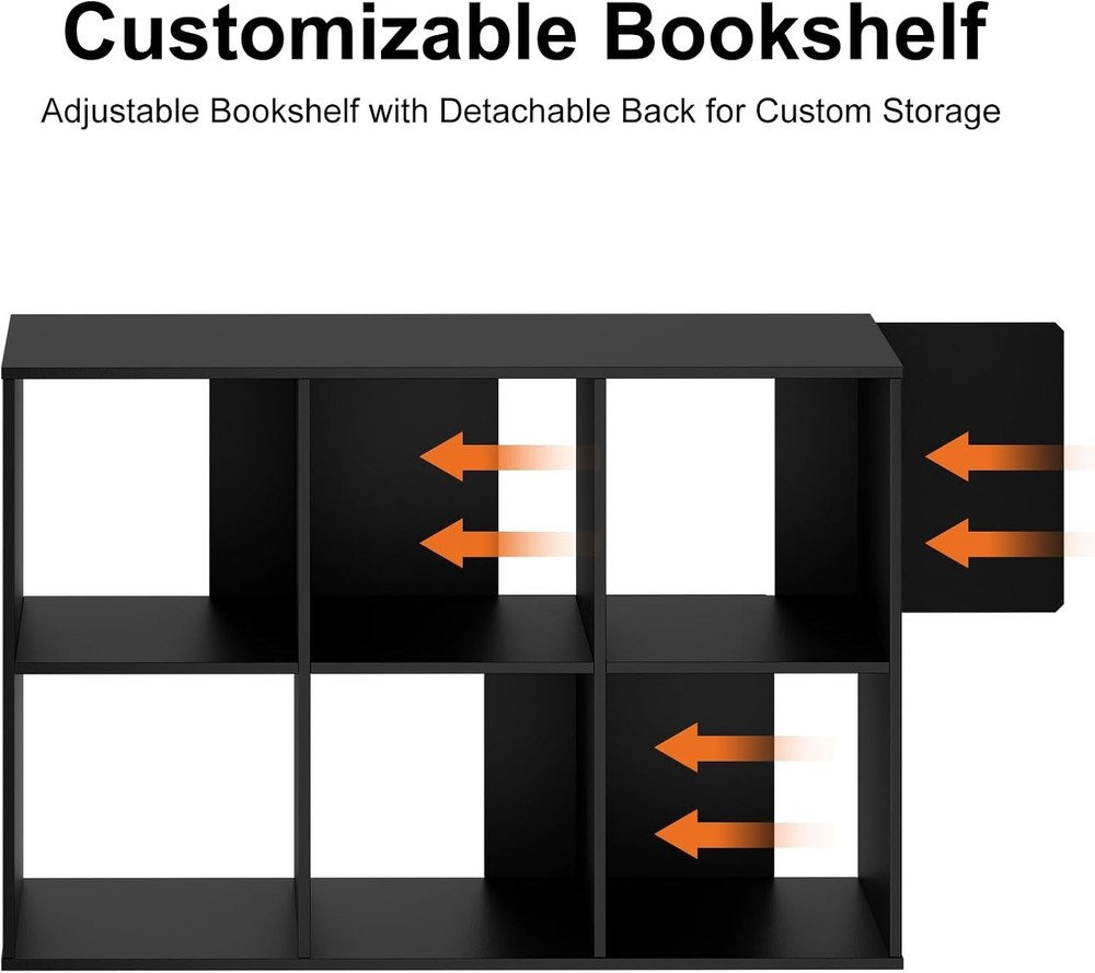 6 Cube Storage Organizer Open Cube Bookshelf W/ 3 Removable Back Panels Display