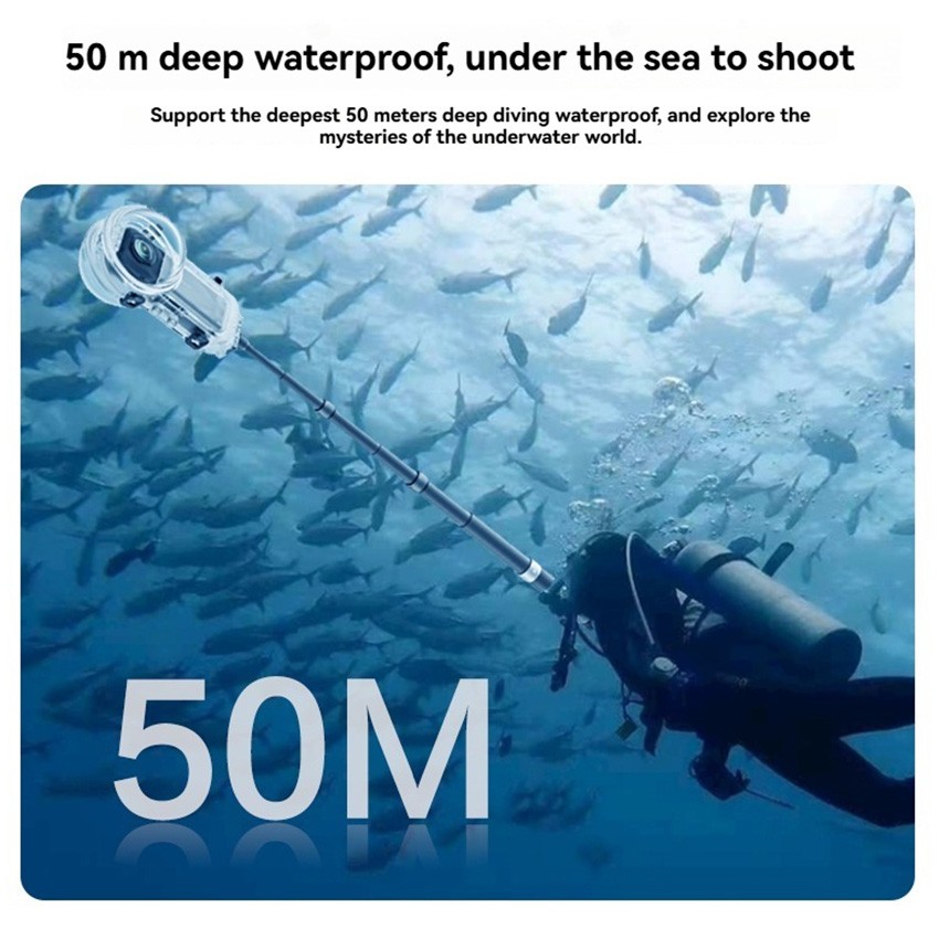 Underwater Invisible Dive Case 50m Waterproof Case Shell for Insta360 X5 Camera