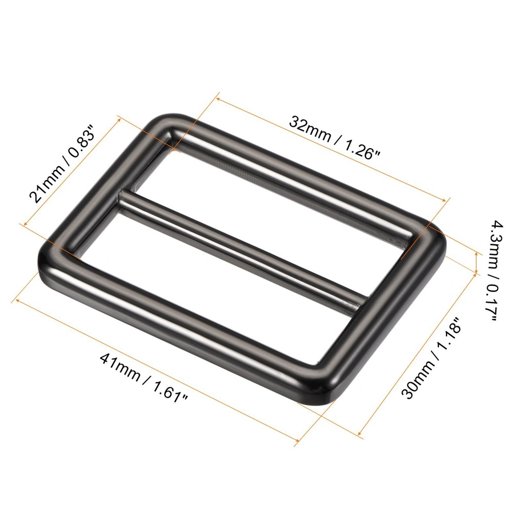 32mm (1.26") Metal Sled Adjustable Strap Buckle Clasp Black 4pcs