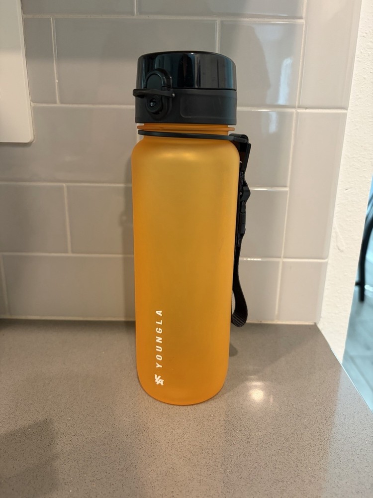 YoungLA Water Bottle Yellow Plastic EUC