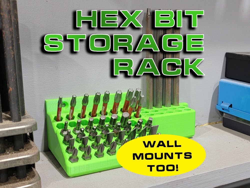Screwdriver Hex Bit Storage - Wall mountable - Holds 60+ bits!