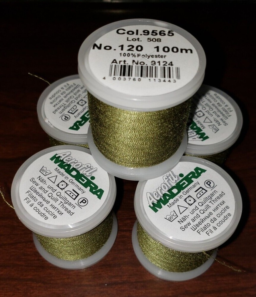 5 SPOOLS Madeira Aerofil Snap Spool Polyester Thread- 100M  #9124/9565 BLUE