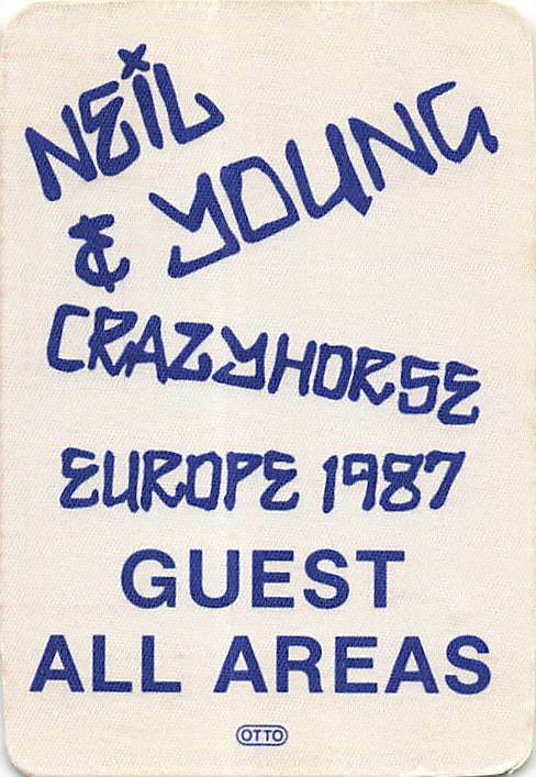 Neil Young Backstage Pass 1987 White Cloth Guest / All Areas Pass Variant