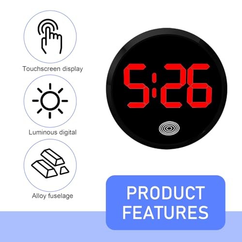 Car Digital Dashboard Clock, LED Time Luminous Touch High Definition 1 PC Red