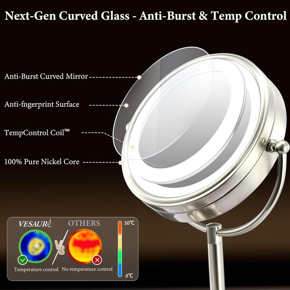 Pro Standing 10x Lighted Makeup Mirror Large Double Sided LED Vanity True