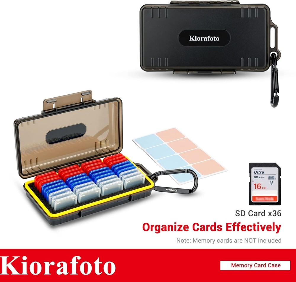 SD Card Case with 36 Pack Individual Clear Plastic Memory Card Holders for 36...