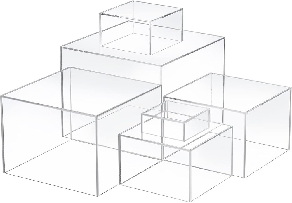 6 Pack Acrylic Risers for Display Acrylic Cube Boxes Risers Display Stands with