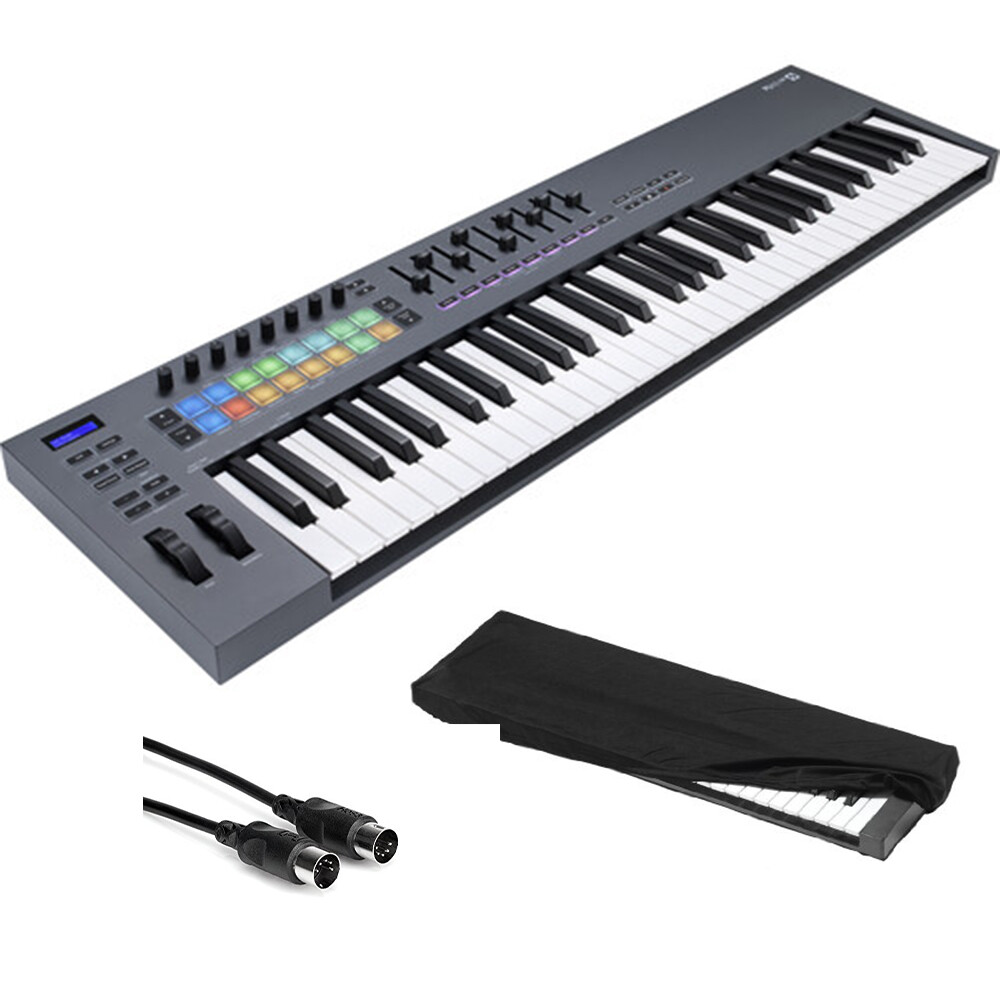 Novation FLkey 61 USB MIDI Keyboard Controller Bundle w/ Dust Cover & cable KIT