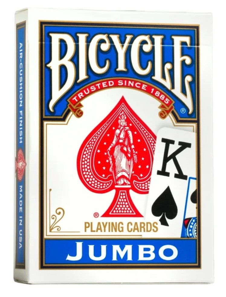 NEW - BICYCLE - JUMBO Plastic Coated Playing Cards - BLUE -