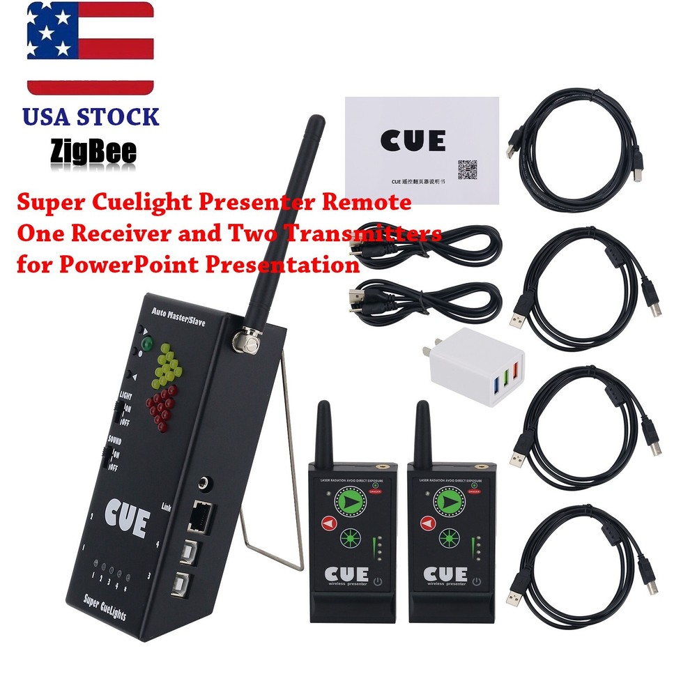US Super Cuelight Presenter Remote One Receiver&Two Transmitters For PowerPoint