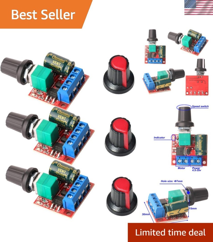 High-Performance 3PCS Mini PWM Speed Controller Set - 20kHz Frequency, LED Edge