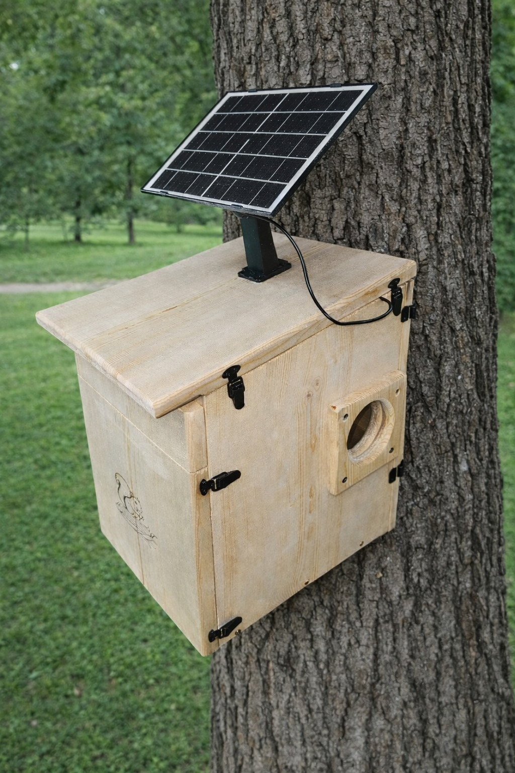 Extra Large Handmade Squirrel House with Camera and Solar – Outdoor Nesting Box