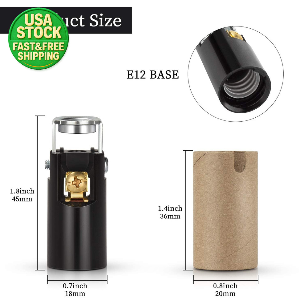 E12 LED Light Bulb Socket Candelabra Base Replacement Keyless Holder 6 Pack