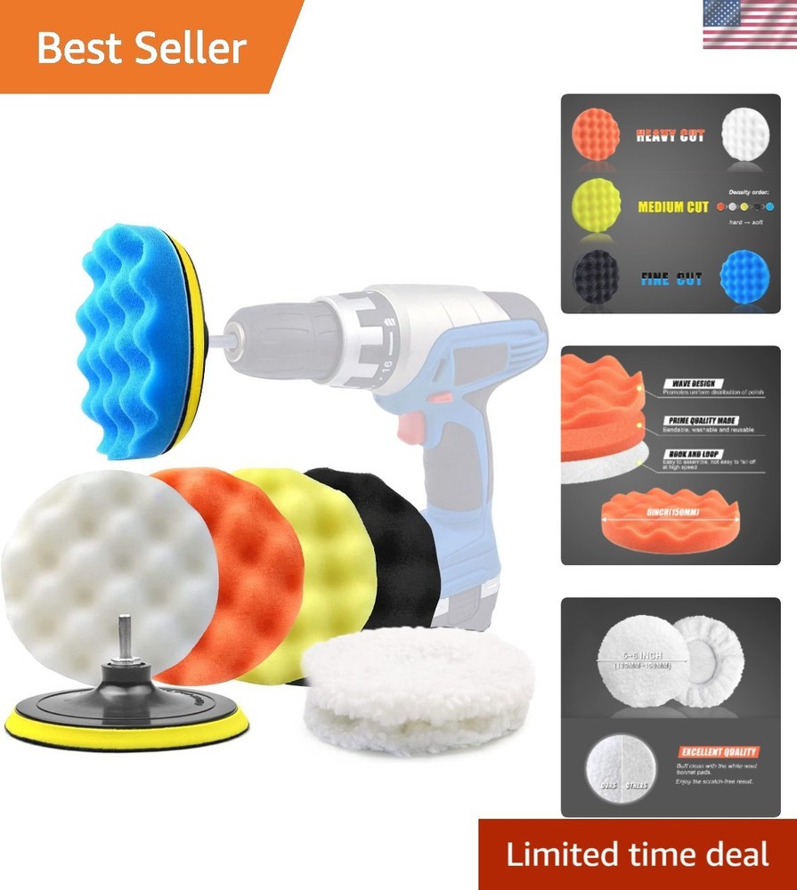 Versatile 6-Inch Auto Polishing & Buffing Pads Kit - 11 Piece Professional Set