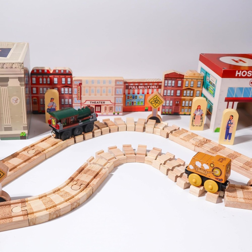 2-Pack Bendable Wooden Train Tracks - Accessories for Kids Train Sets